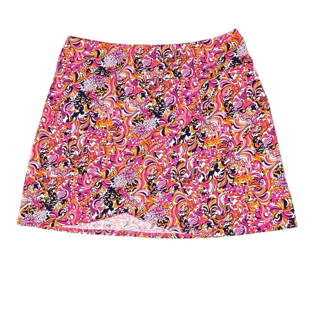 IBKUL Marissa Floral Skort Small Pink Orange UPF 50+ Quick Dry Athletic Golf